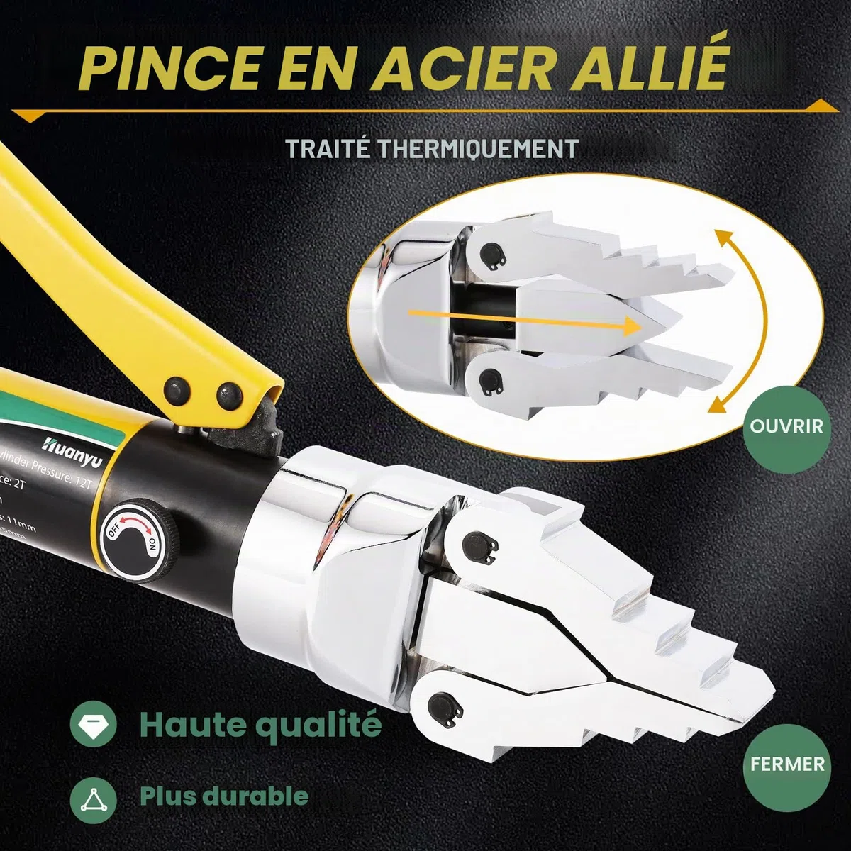 Huanyu Écarteur de brides hydraulique 12T à pression réglable Écarteur de brides hydraulique à expansion maximale de 55 mm pour l'entretien des pipelines sur les chantiers de construction (YQ-55)