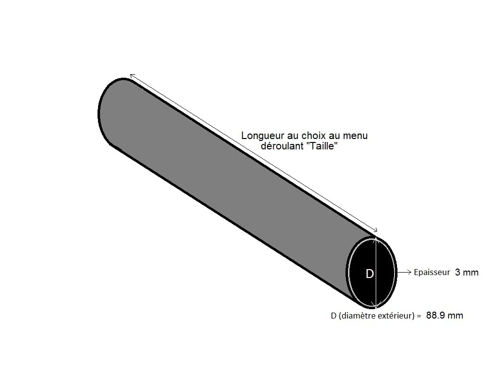 LeMétal – Tube rond acier Ø 88.9x3 mm (290 cms) - Longueur au choix de 50 à 300 cms
