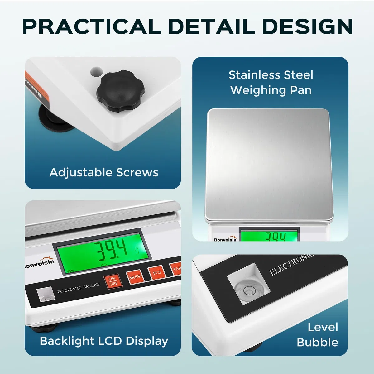 Bonvoisin Balance de Comptage 10kg/0.1g, Balance de Precision Industrielle Compteuse Electronique de Laboratoire pour Pièces Bijoux Monnaie avec Certification CE, 13 Unités (10 kg, 0,1 g)