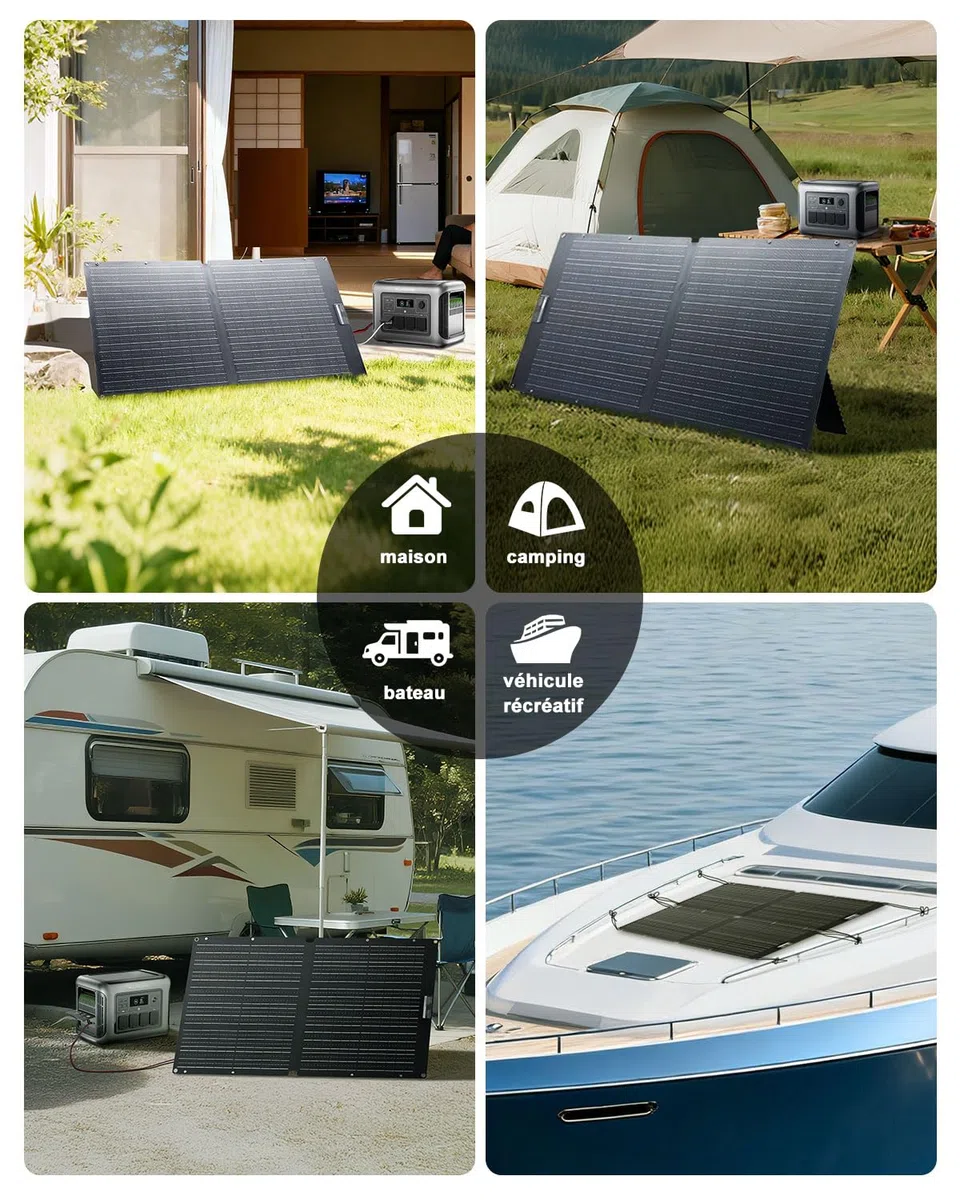 ALLPOWERS Panneau solaire 100W SE100,panneau solaire pliable IP68,panneau solaire en silicium monocristallin avec un rendement de 25%,adapté aux balcons,caravanes et camping-cars