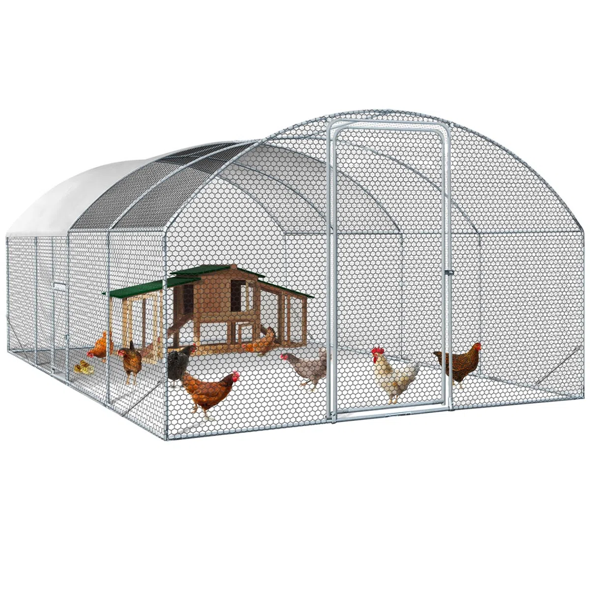 IDMarket - Enclos poulailler dôme 15 m² Parc grillagé 3x5 M avec Porte latérale