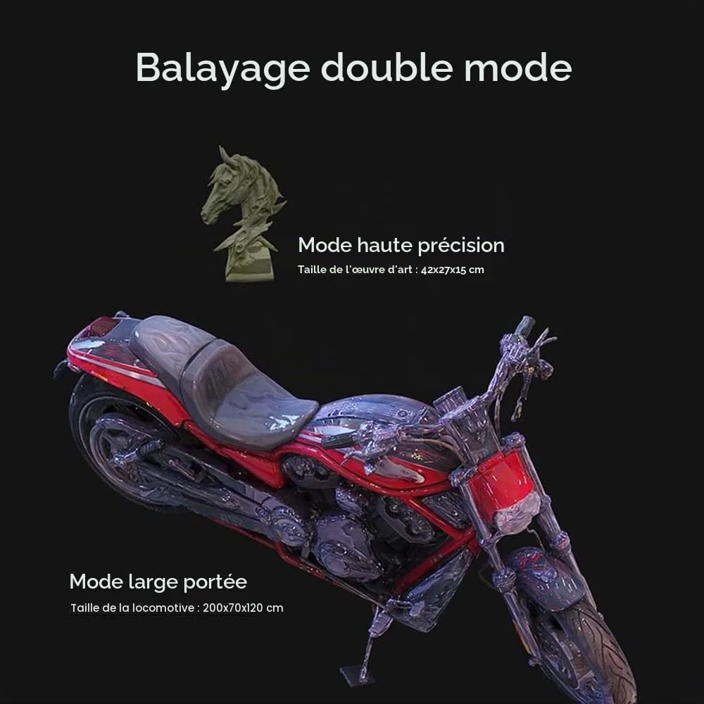 Creality CR-Scan Ferret Scanner 3D avec précision de 0,1 mm, double mode, scanner portatif avec fréquence d'images jusqu'à 30 FPT, 3D pleine couleur, prend en charge les statues de taille moyenne