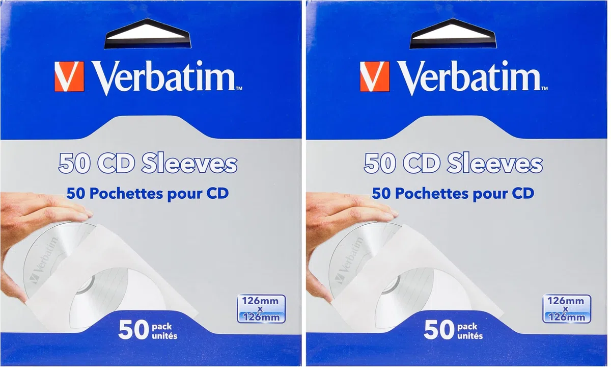 Enveloppes pour CD Verbatim - 50 pièces - Pochettes de CD - enveloppe vierge - protège de la poussière et la saleté - avec fenêtre - enveloppe avec rabat en papier pour CD & DVD & Blu-Ray (Lot de 2)