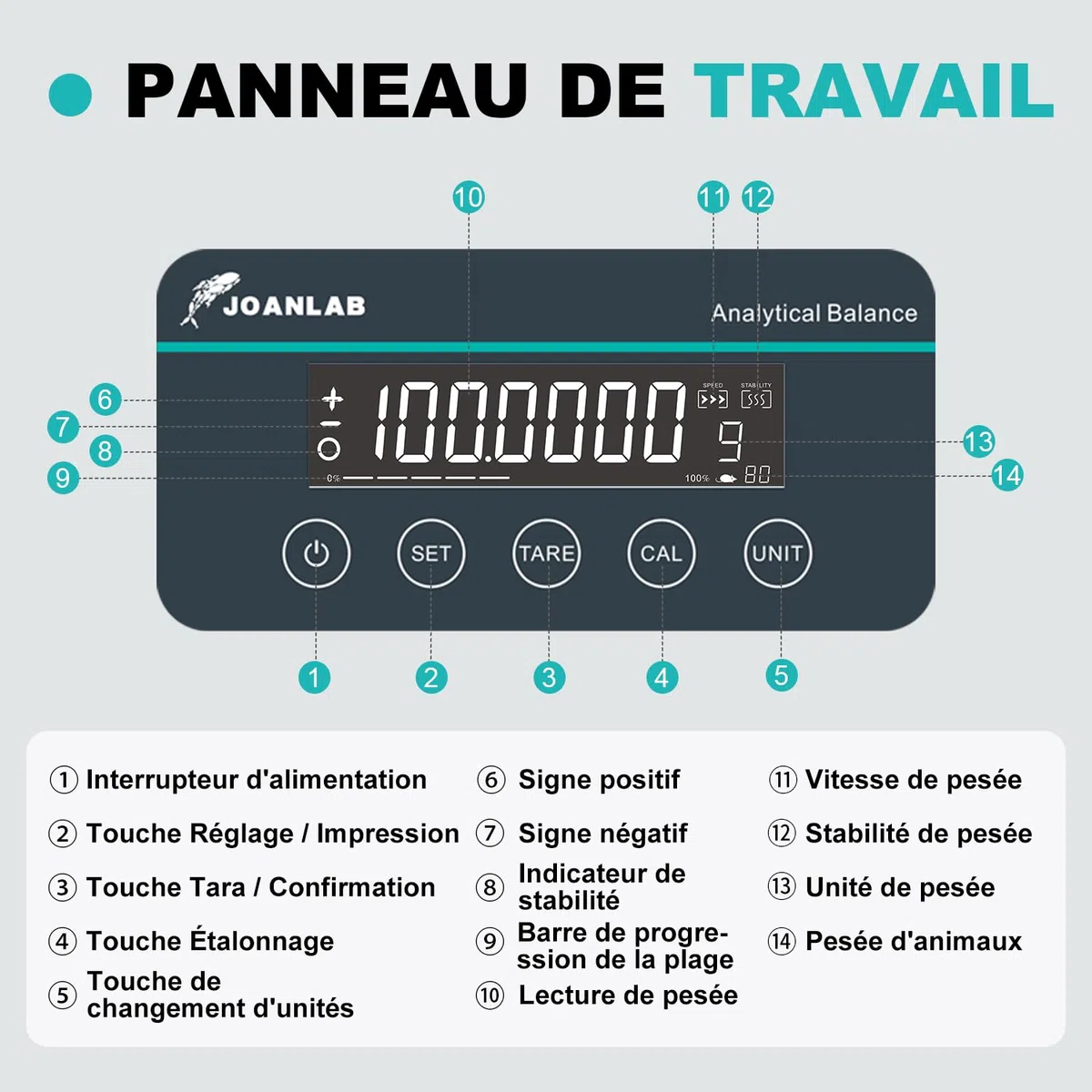 JOANLAB Balance Analytique 120g x 0.1mg, Balance de Laboratoire Professionnelle avec Calibration Externe, 0.0001g de Précision pour Laboratoire, Bijouterie