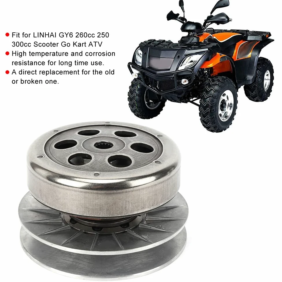 Poulie Entraînée Embrayage Arrière Ensemble D'embrayage Arrière Ensemble D'embrayage Complet Adapté pour LINHAI 250 Scooter Aller Kart ATV 16T Cannelure