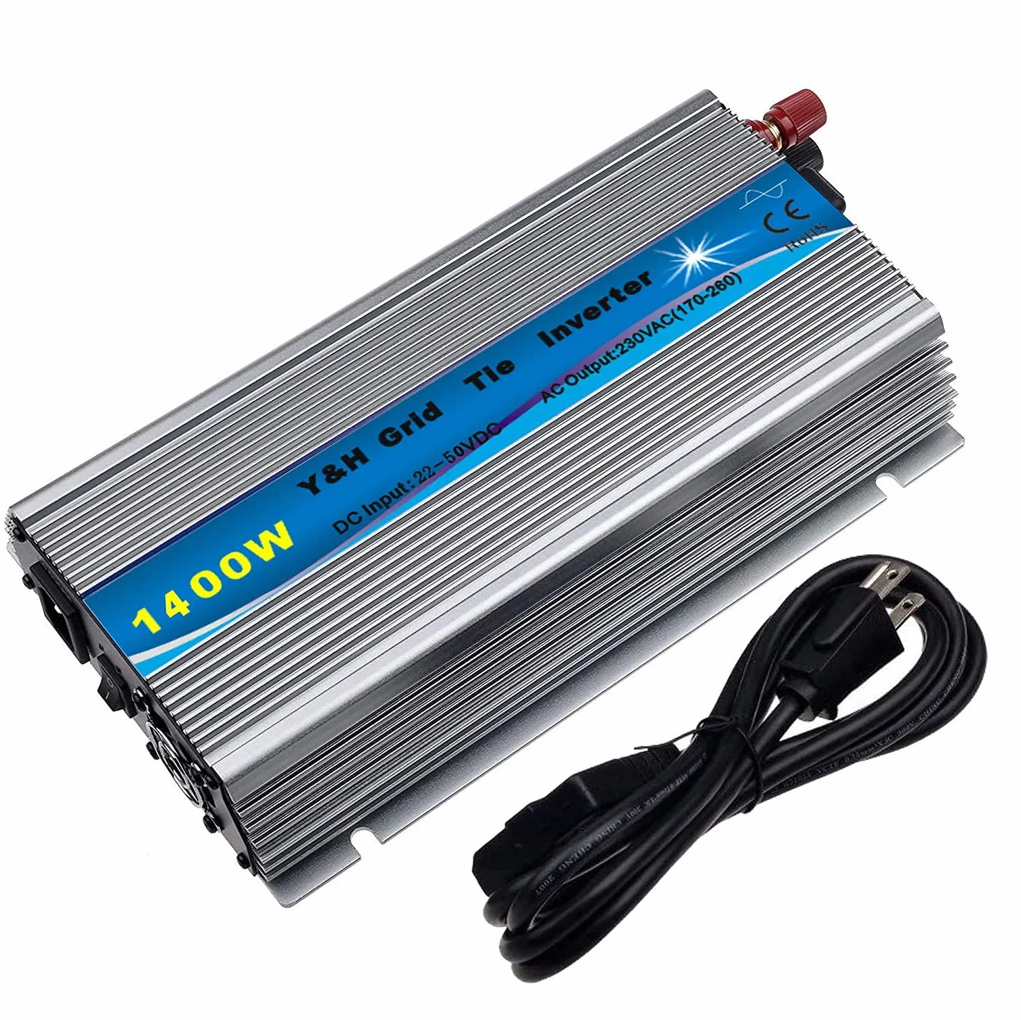 Y&H 1400W Onduleur de réseau MPPT Onde sinusoïdale pure DC30-45V à AC220V sortie pure connexion au réseau à onde sinusoïdale Onduleur à grille solaire pour panneaux solaires de 24 V 30 V 36 V