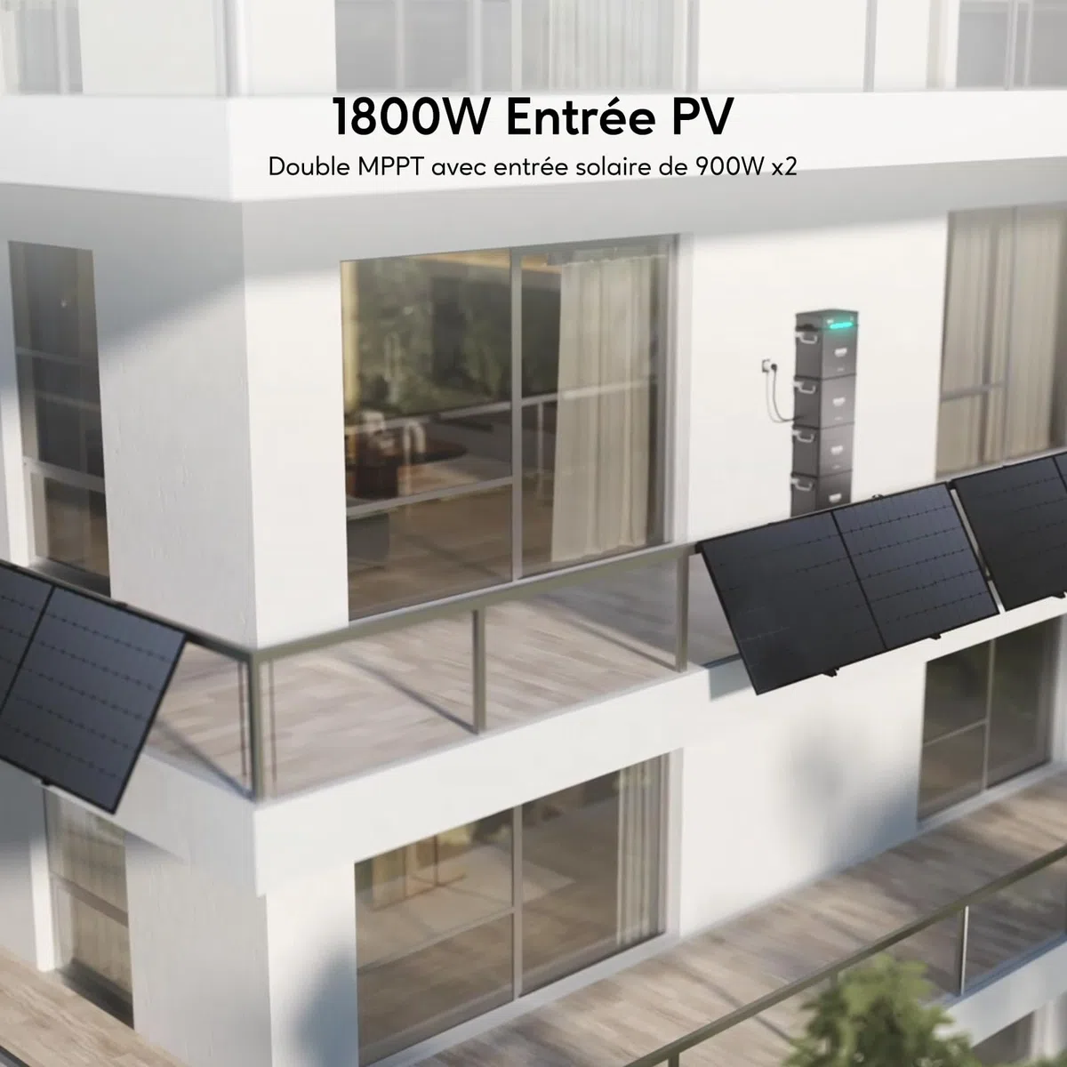 Zendure Solarflow Hyper 2000 avec AB2000L 1920Wh, Centrale Électrique de Balcon avec Entrée Solaire 1800W, HUB Intégré(Unité de Contrôle Intelligente) et Micro Onduleur, Biface Panneau Solaire 1 118W
