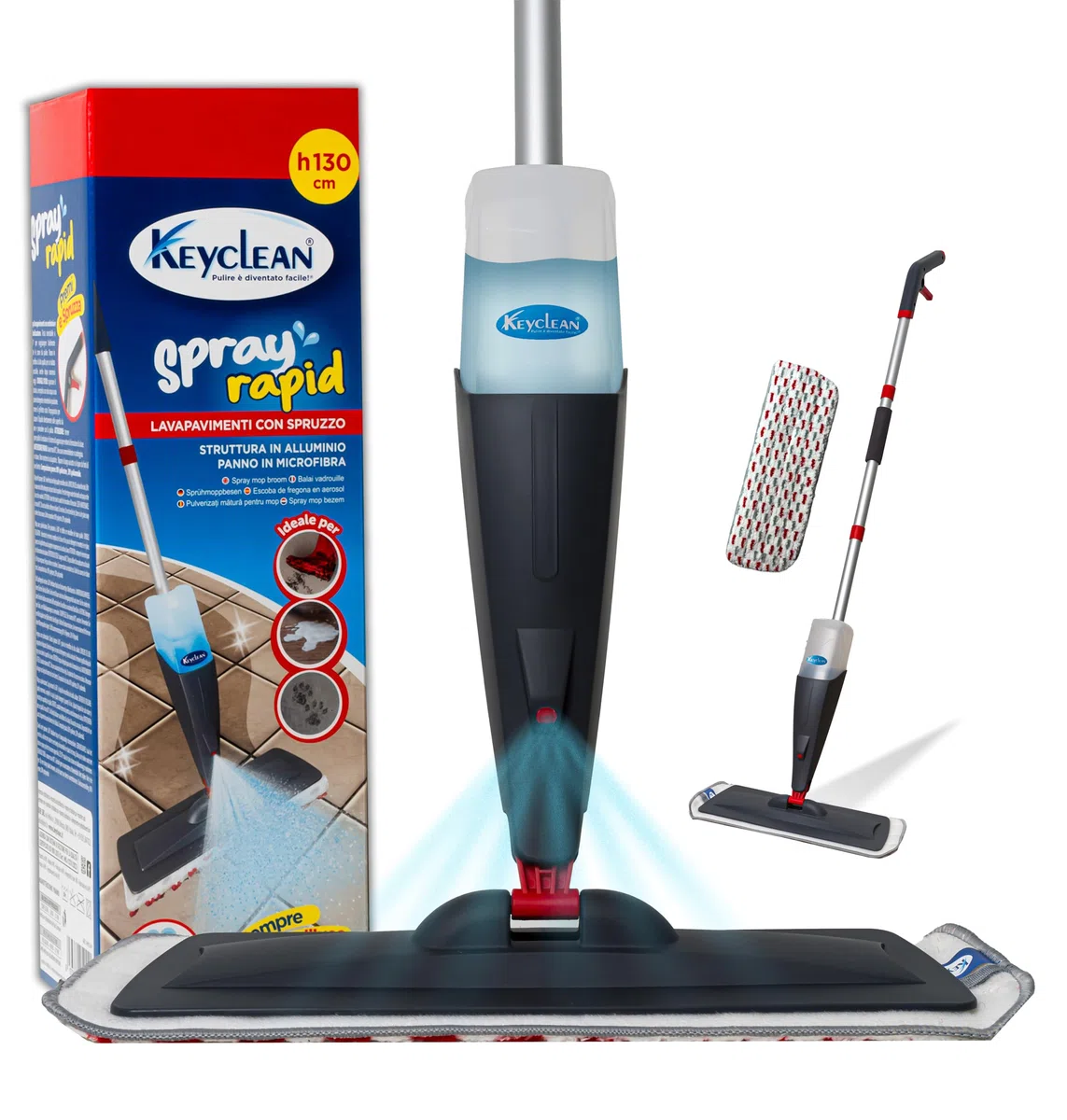IPEA Balais Serpillère Vaporisateur en Aluminium avec Chiffon en Microfibre – Super Léger - Mop Spray Pulvérisateur pour Maison, la Cuisine, Le Bois Dur, Le Stratifié, Le Bois, la Céramique
