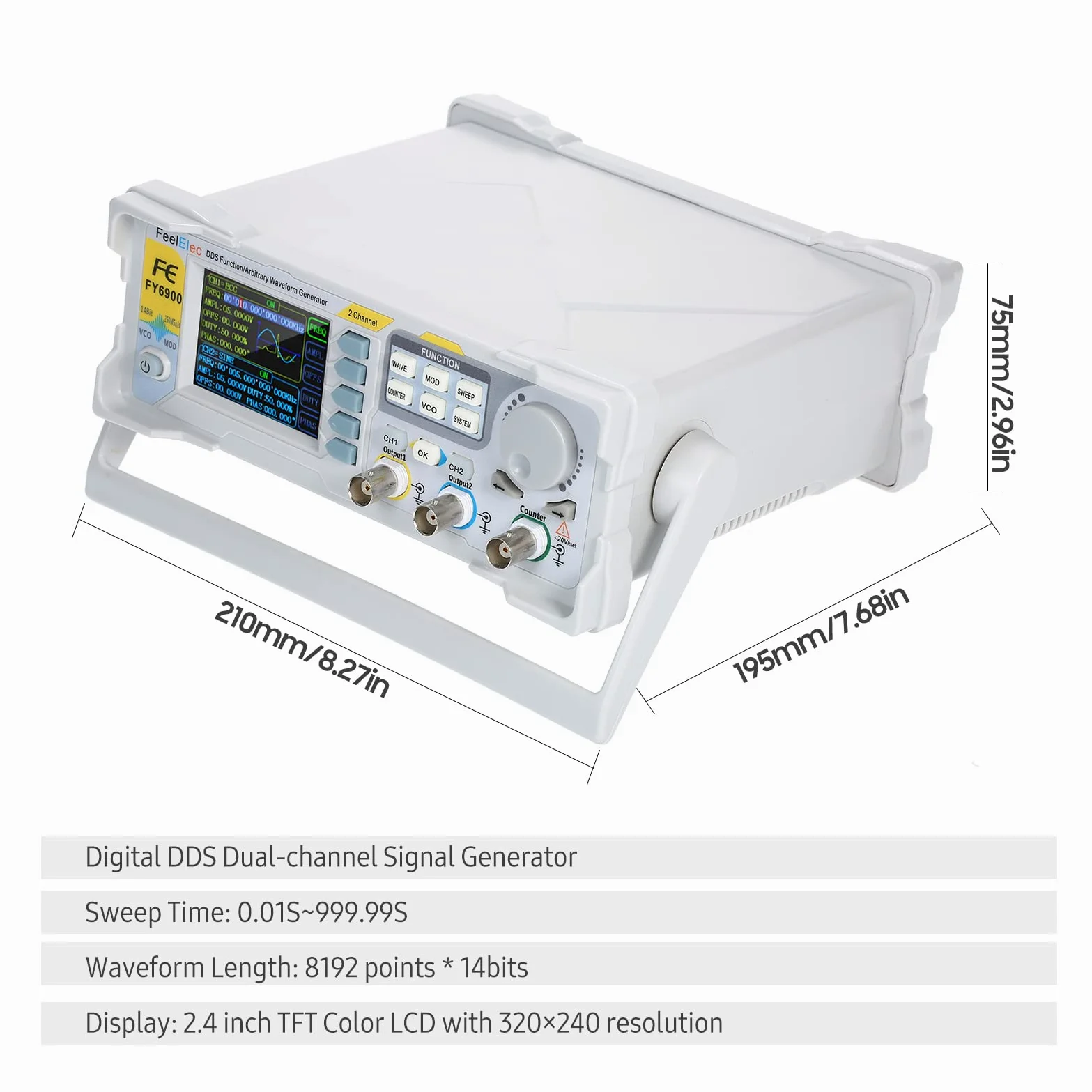 XiaoXIN Générateur de signal de fonction 100MHz Digital DDS haute précision Générateur de signal de fonction/de forme d'onde arbitraire Source de signal d'impulsion Fréquencemètre 300MSa/s Rafale VCO
