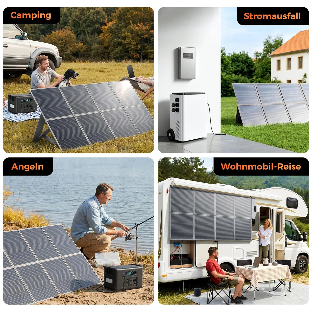 Panneaux Solaires Pliables 400W, Cellule Solaire Monocristalline, 41V Générateur Solaire avec Multi-contact, Compatible avec La Plupart des Centrales Électriques, pour le Camping,Randonnée,RV