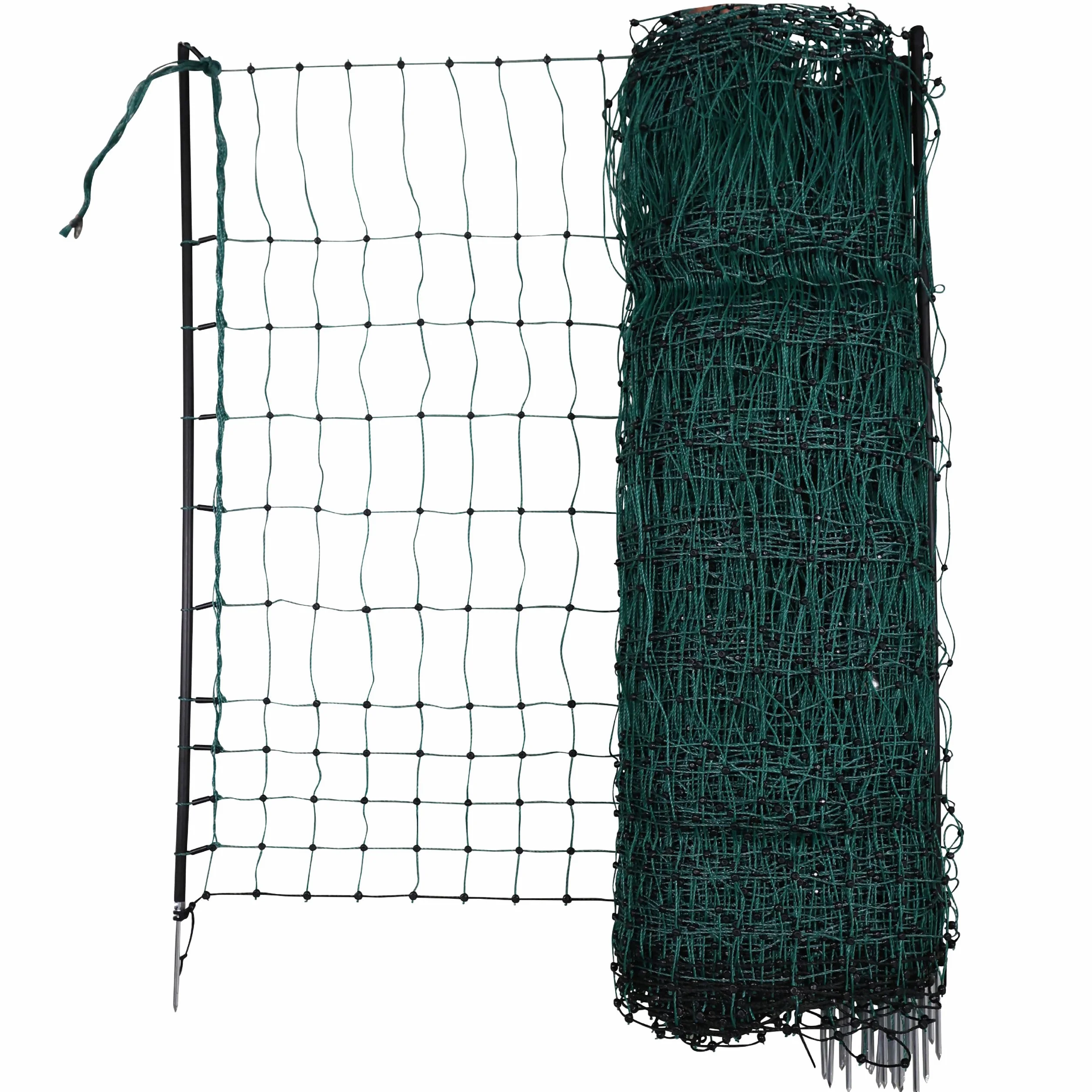Kerbl Hobbyfarming PoultryNet, 106 cm, 50 m, Filet pour volailles, Filet de clôture, impuissant, Simple Pointe, Vert, 15 piquets, Poules, oies, dindes, Garantie 3 Ans Contre Les UV