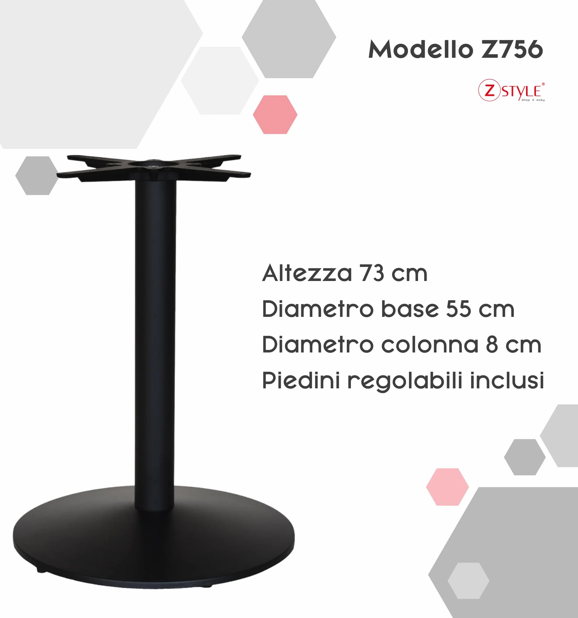 ZStyle Base de table – Pied de table – Pied – Métal – Table basse – Base ronde – Pour Bar Restaurants Catering Bistrot – Pied central – Intérieur/Extérieur (G756 : diamètre base 55 cm/h 73 cm)