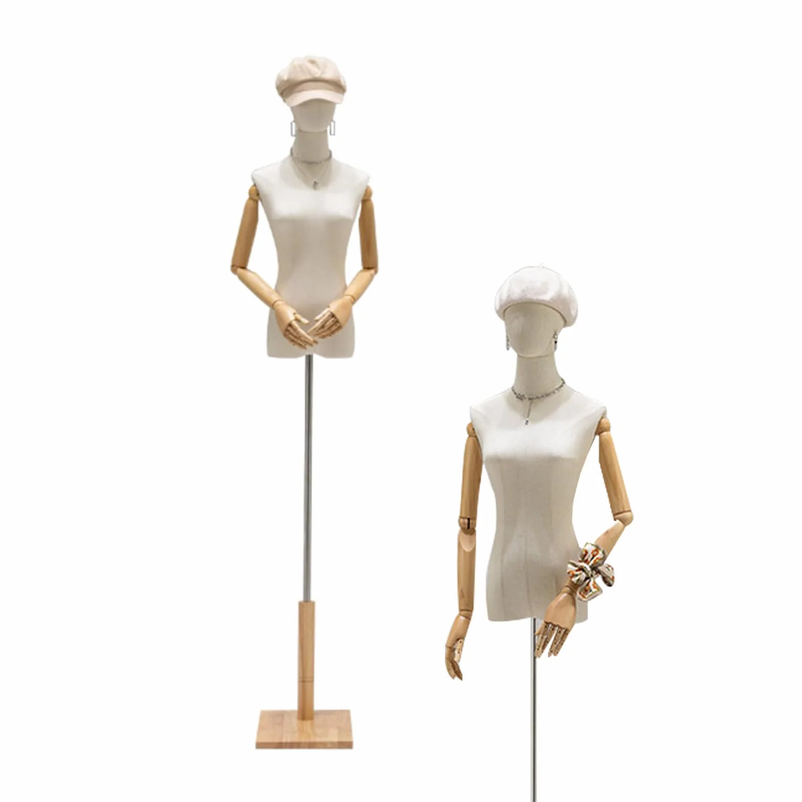 Robe féminine en Forme de Mannequin Torse, Hauteur réglable de 118 à 188 cm, présentoir de vêtements, modèle de Corps, Support avec tête, Bras en Bois et Base pour Coudre des vêtements