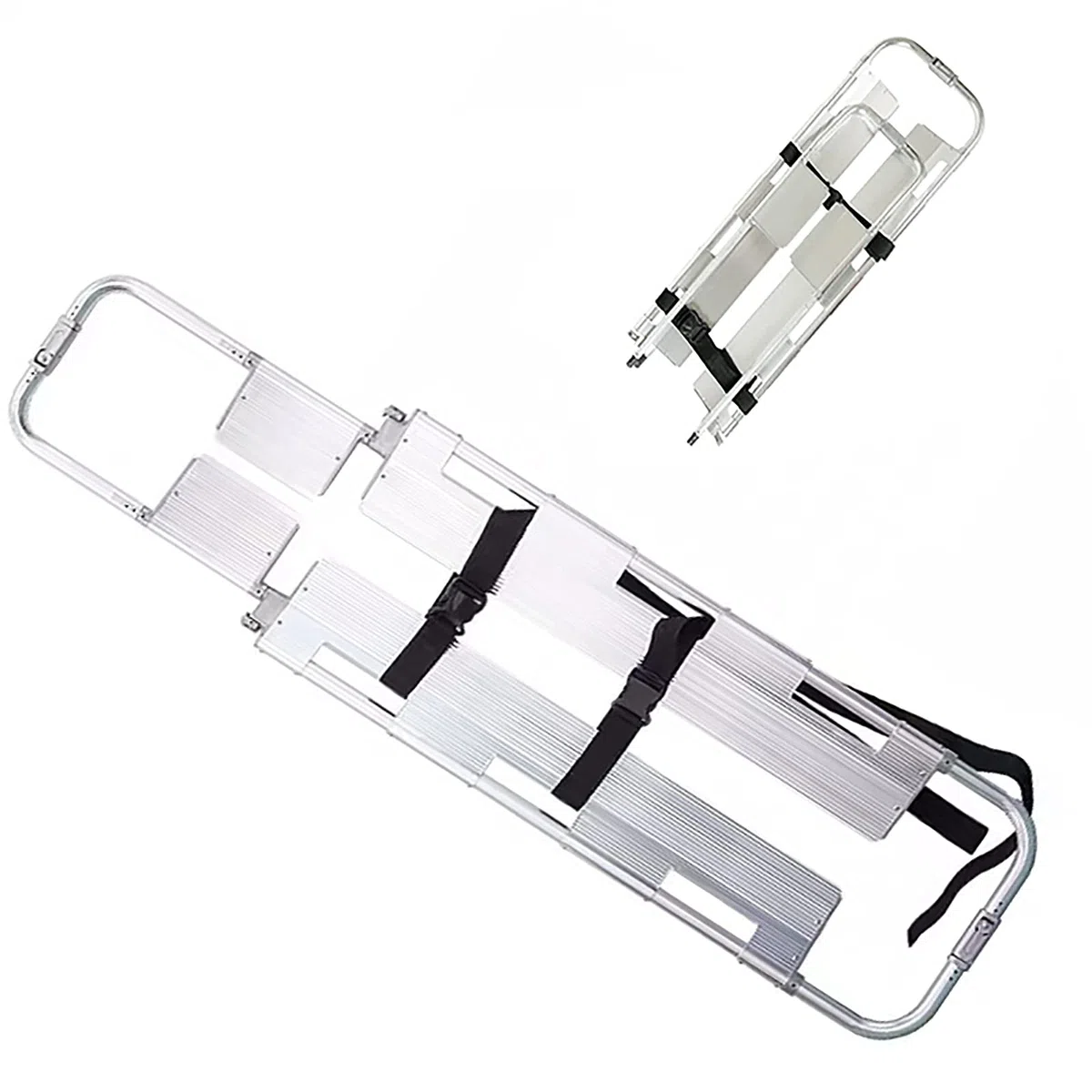 Portable Premiers Soins Brancard, Civière pliable en alliage d'aluminium épaissie, Civière de transport de patient amovible à longueur réglable pour une utilisation hospitalière d'urgence à domicile