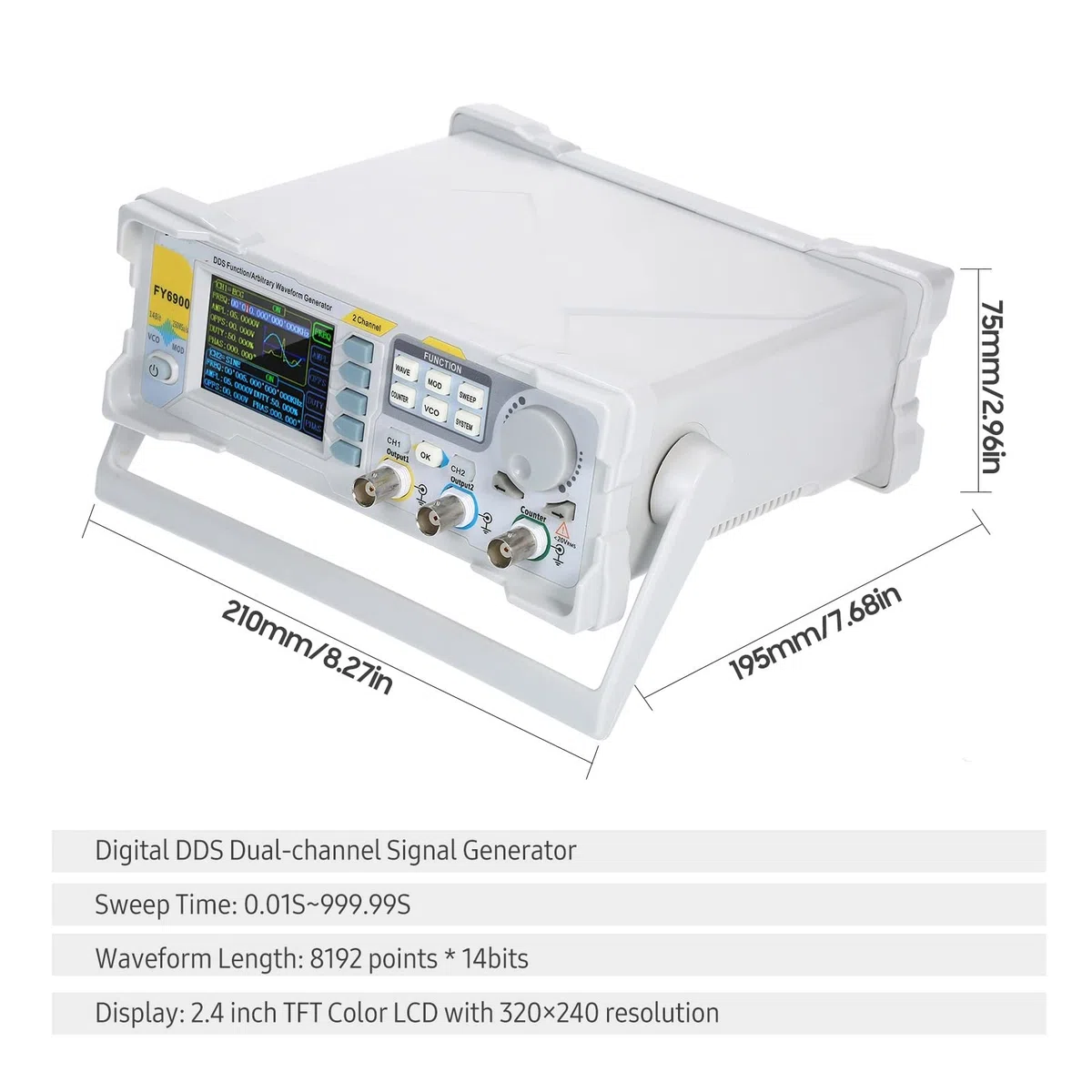 Module 20/60/100 MHz générateur de Signal DDS numérique Forme d'onde Source d'impulsion Compteur fréquence 300MSa/s,Haute sensibilité(6900 100MHz)
