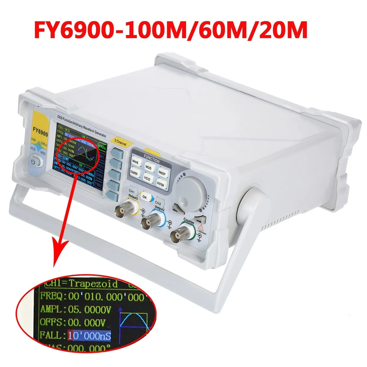 Module 20/60/100 MHz générateur de Signal DDS numérique Forme d'onde Source d'impulsion Compteur fréquence 300MSa/s,Haute sensibilité(6900 100MHz)