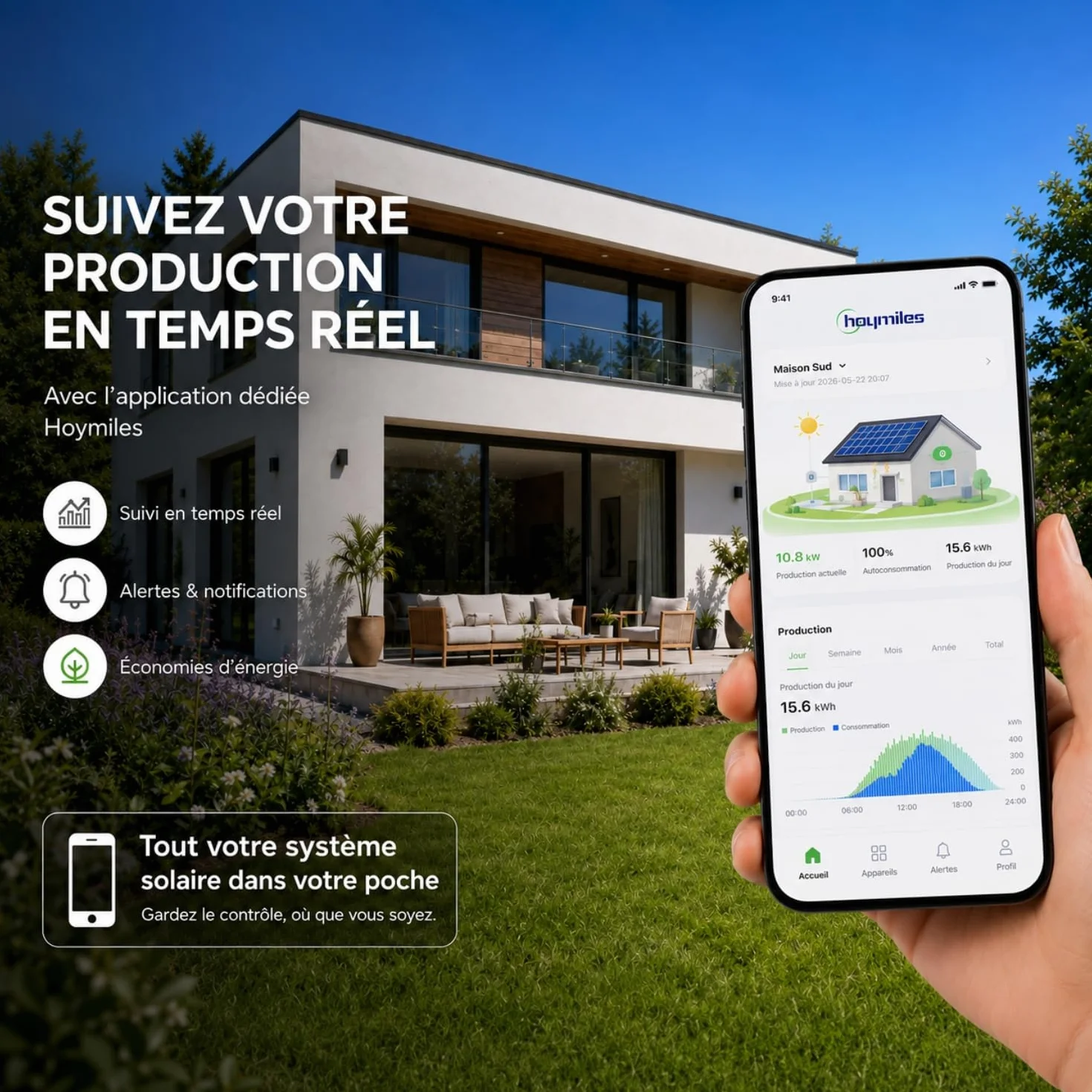 Hoymiles HMS-500W-1T Micro-onduleur 500W – MPPT – WiFi & Bluetooth – Étanche IP67 – pour 1 Panneau Solaire Jusqu’à 670 WC