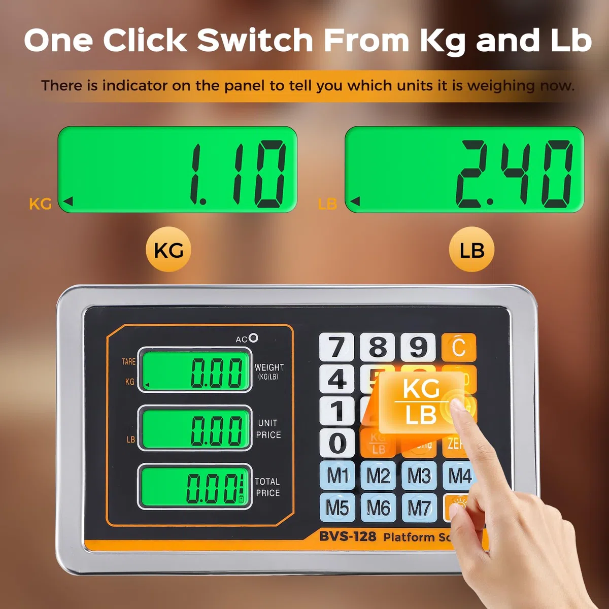 Bonvoisin Balance Plateforme Industrielle 300kg/0.1kg - Balance Lourde Numérique pour Colis avec Plateau 45x40cm, Conversion KG/LB, Écran LCD, Roulettes& Pieds Réglables, Alimentation Secteur/Batterie