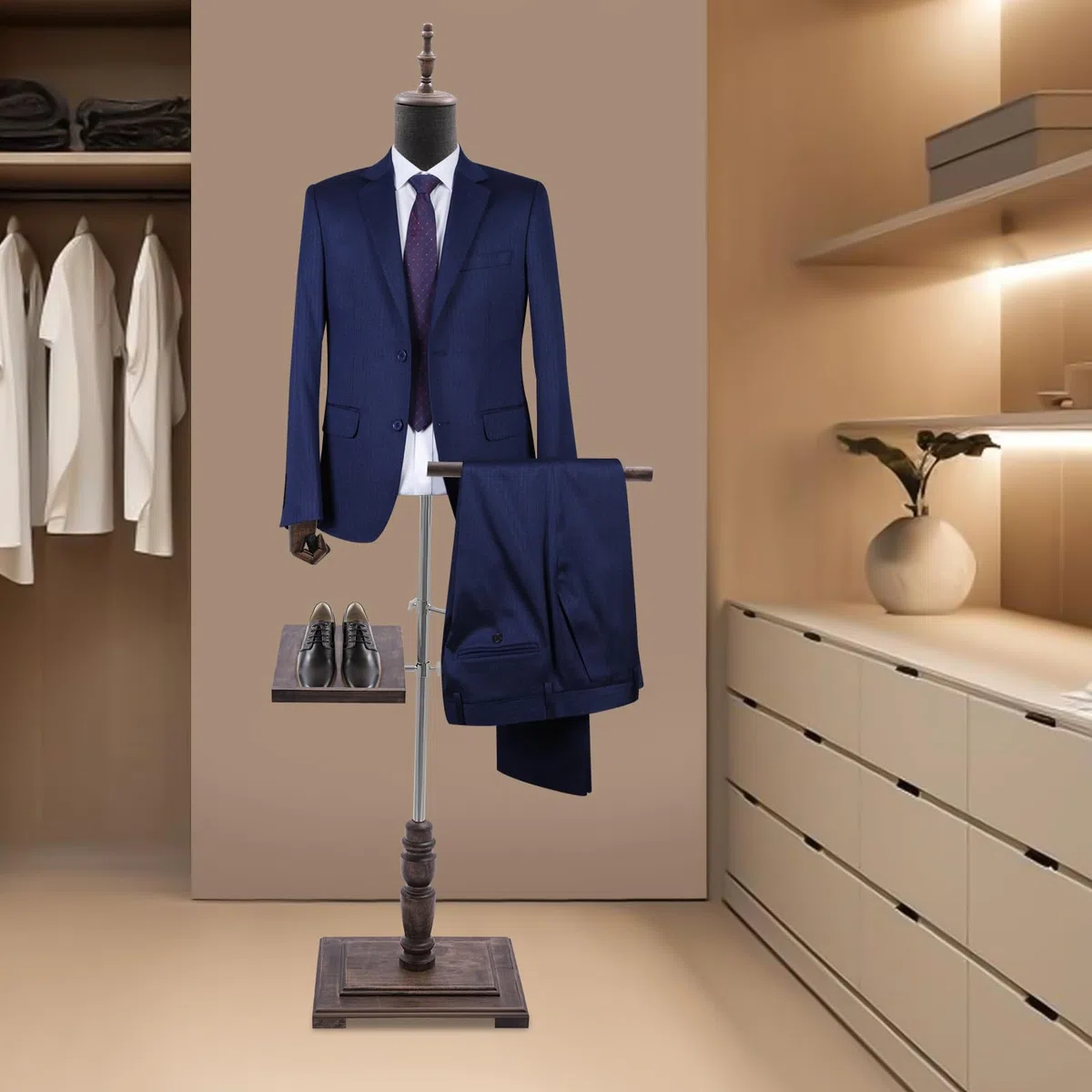 Mannequin de Couture pour Homme - Hauteur réglable - Buste pour Homme - avec Porte-Pantalon et Porte-Chaussures pour Exposer et Coudre (Marron)