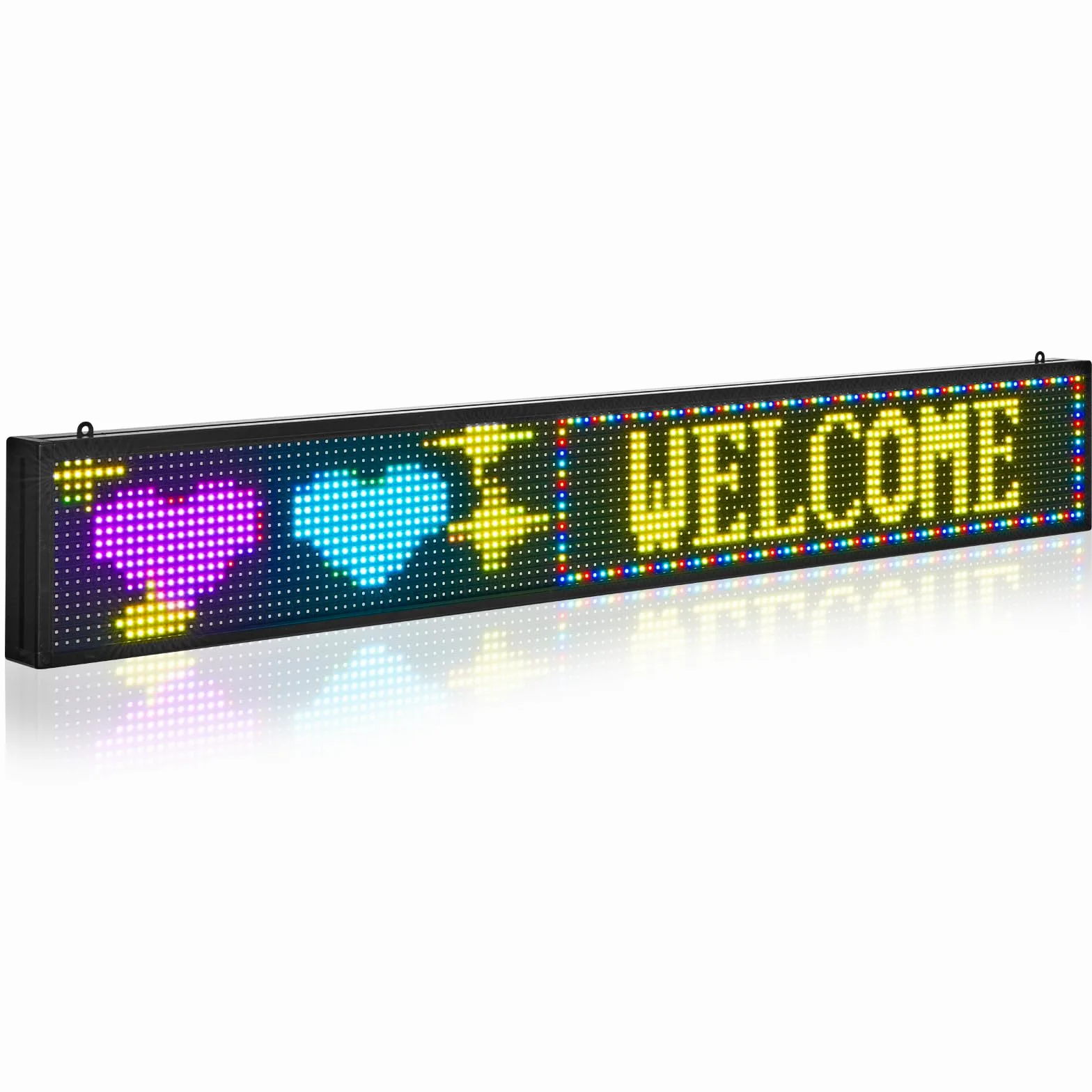 VEVOR Enseigne Lumineuse LED Programmable 131x19 cm, Panneau d’Affichage Numérique Couleur Pleine P10, GIF à Motifs de Texte Personnalisés, Commande Bluetooth, Information Publicitaire Publicité