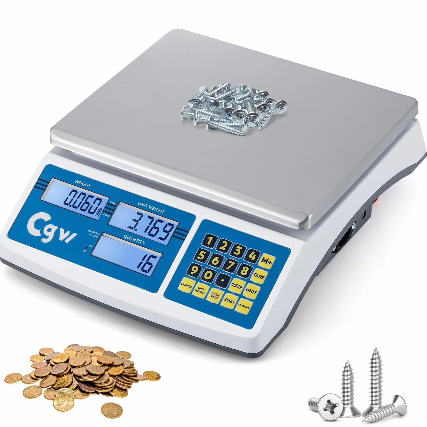 CGOLDENWALL Balance Comptage Industrielle Professionnelle 30kg / 0.1g - Balance Compteuse Digital - Plateau Inox, Unité g/kg/lb - Pour Comptage de Pièces, Bijoux et Inventaire