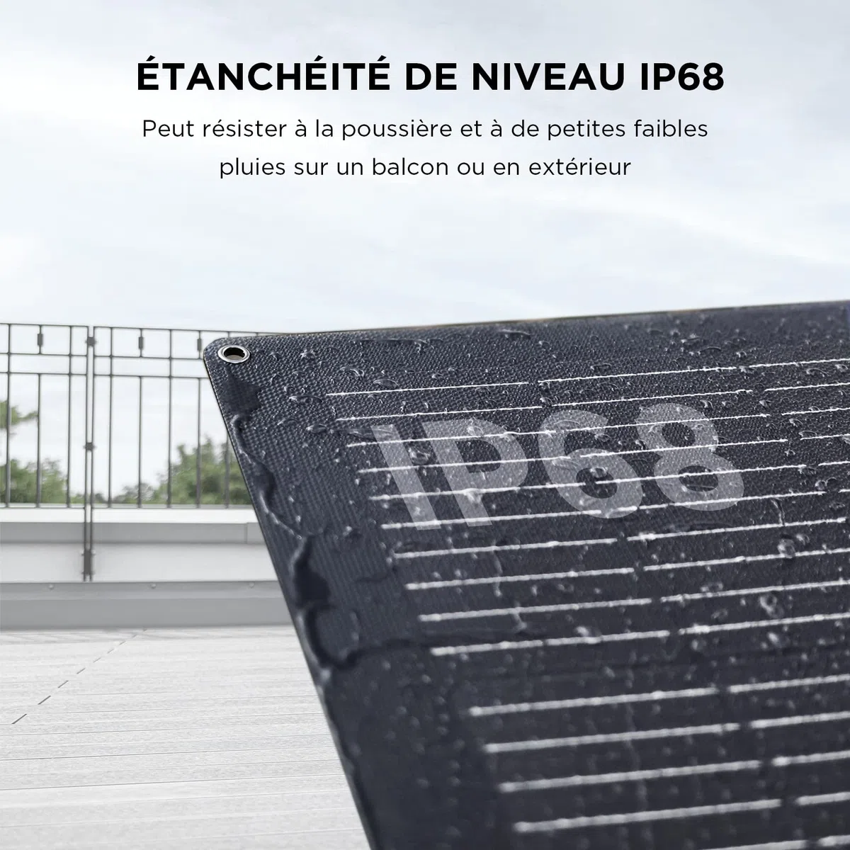 Panneau solaire flexible EcoFlow 100 W avec modules solaires haute efficacité et de niveau d'étanchéité IP68, prévu pour les toits, les camping-cars, balcons,etc