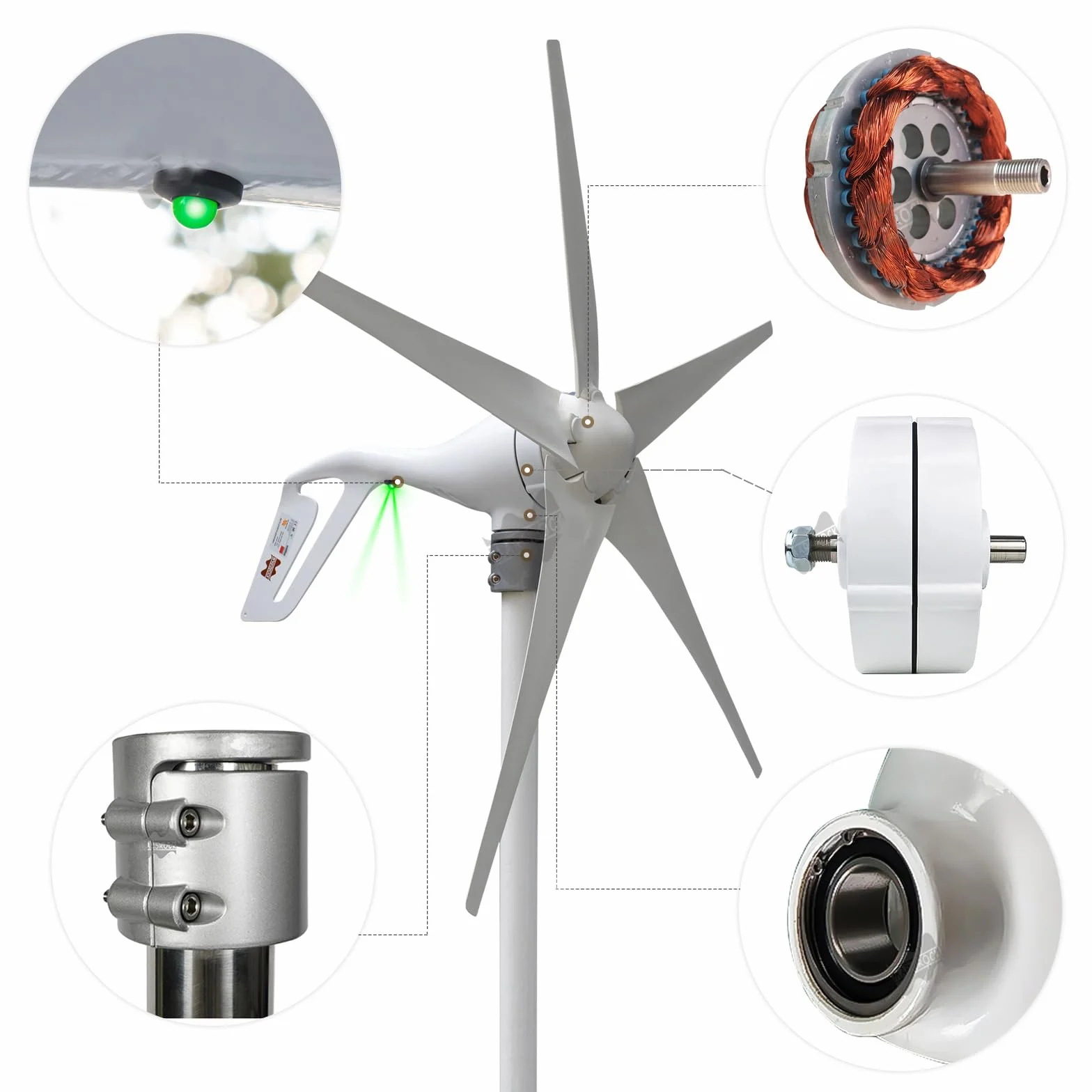 Générateur magnétique permanent 600 W 12 V, 24 V, 48 V, 750 tr/m, 3 phases, sans engrenage, générateur de courant alternatif, terre rare NdFeB, moteur électrique, éolienne, avec redresseur