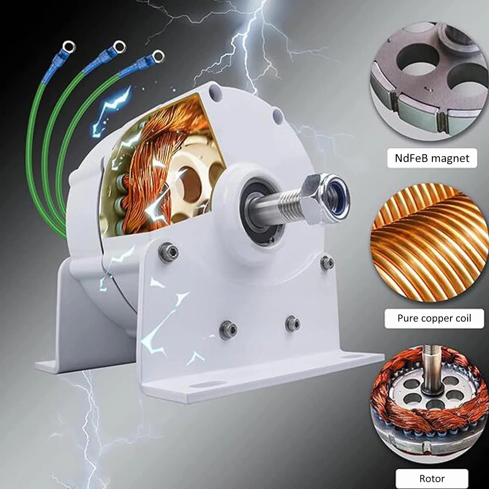 Générateur Aimant Permanent 12000W sans Engrenage, Générateurs Alternateurs AC 12V 24V 48V 120V 220V avec Une Utilisation de Base pour La Turbine À Éoliennes,220V