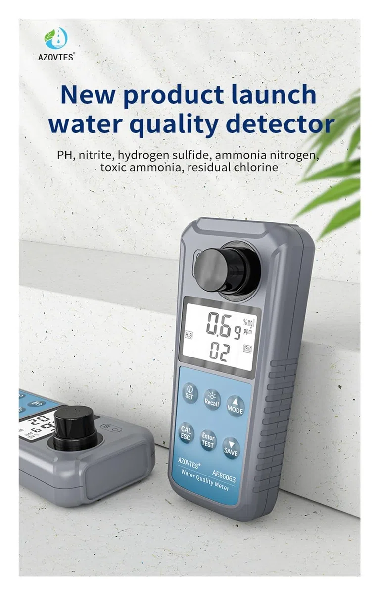 Testeur Numérique De Qualité De L'eau De Laboratoire AE86063, Détecteur De PH Écran rétroéclairé | Nitrite d'azote d'ammoniac de chlore résiduel for piscine/aquarium