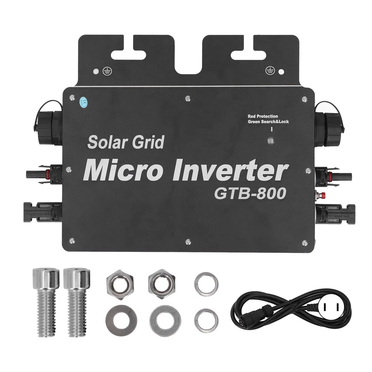 Onduleur de raccordement au réseau, IP65 Micro onduleur étanche 800W MPPT Onduleur Solaire, 120V 230V APP Contrôle WiFi Identification automatique Micro onduleur Solaire Cravate au réseau(Le noir)