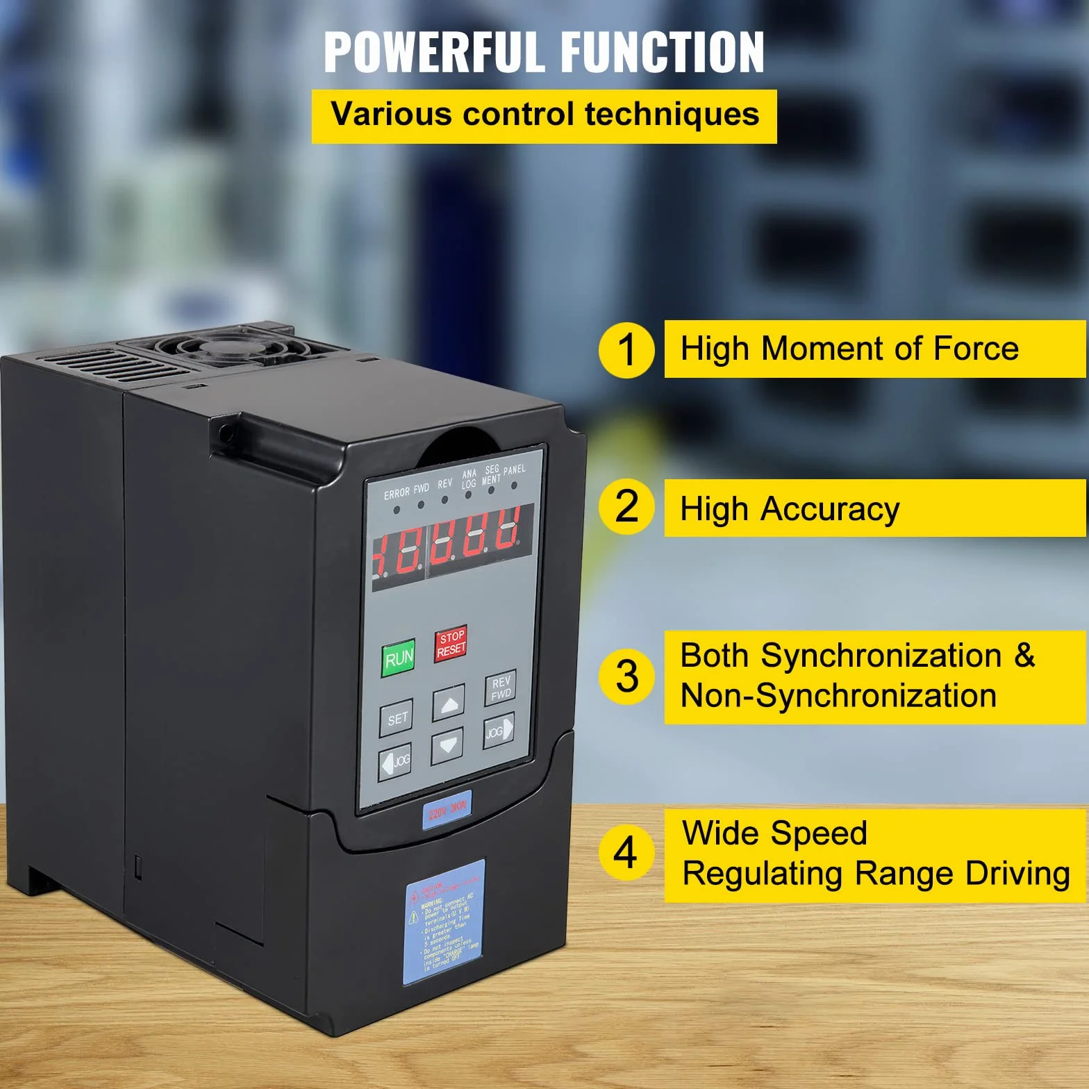 VEVOR Convertisseur de fréquence 3 kW VFD Convertisseur de fréquence 220 V pour tours, fraiseuses, camions, grues, pompes et convoyeurs
