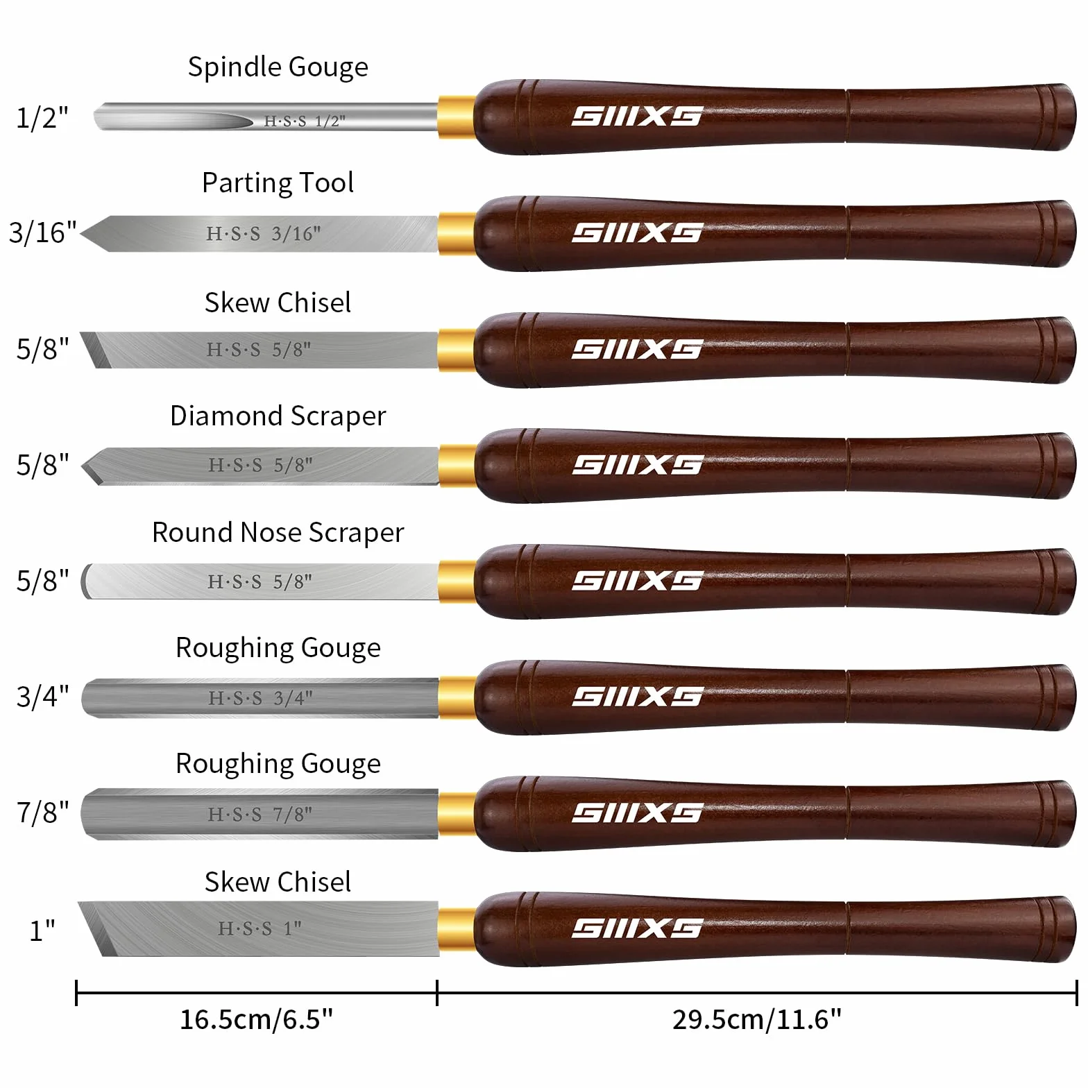 Outils de tournage du bois,Ciseau de tour à bois, 8 pièces HSS Gouge d'ébauche ciseau de tour outils de tournage à bois