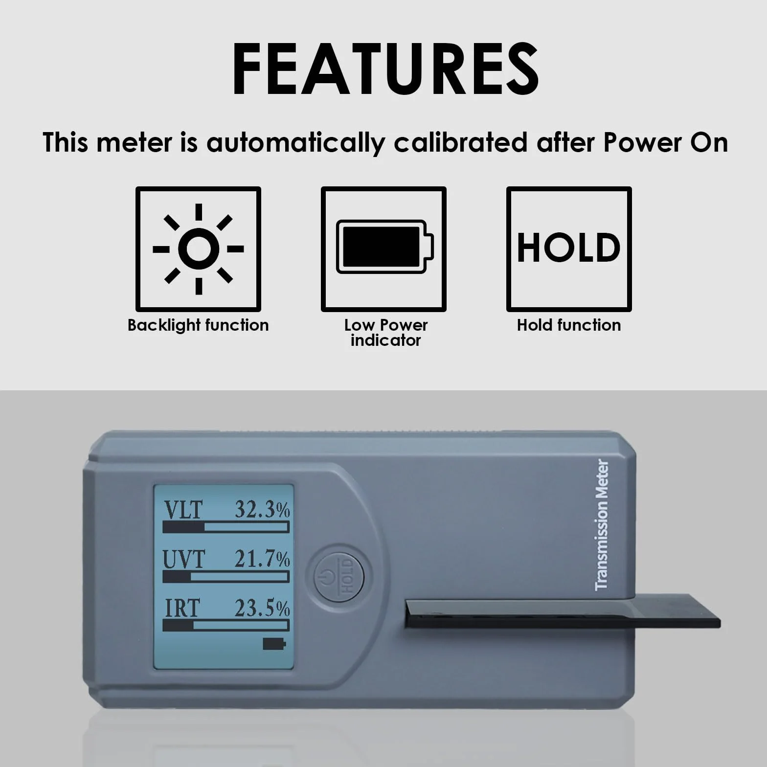 Tintmètre Portable Testeur de teinte de vitre avec écran Rotatif Automatique, Calibration Automatique, Mesure de la transmission et du rejet de la lumière visible (VL), des UV et des IR