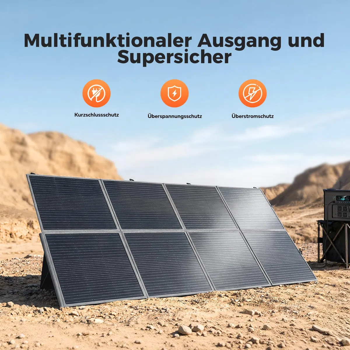 Panneaux Solaires Pliables 400W, Cellule Solaire Monocristalline, 41V Générateur Solaire avec Multi-contact, Compatible avec La Plupart des Centrales Électriques, pour le Camping,Randonnée,RV