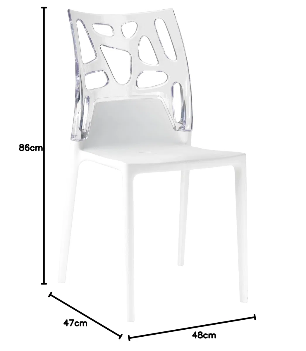 PAPATYA EGO-Rock Chaise Design en Plastique - Capacité de Charge 200 kg, Stable pour Hôtel, Restaurant, Légère pour Balcon - Blanc Transparent