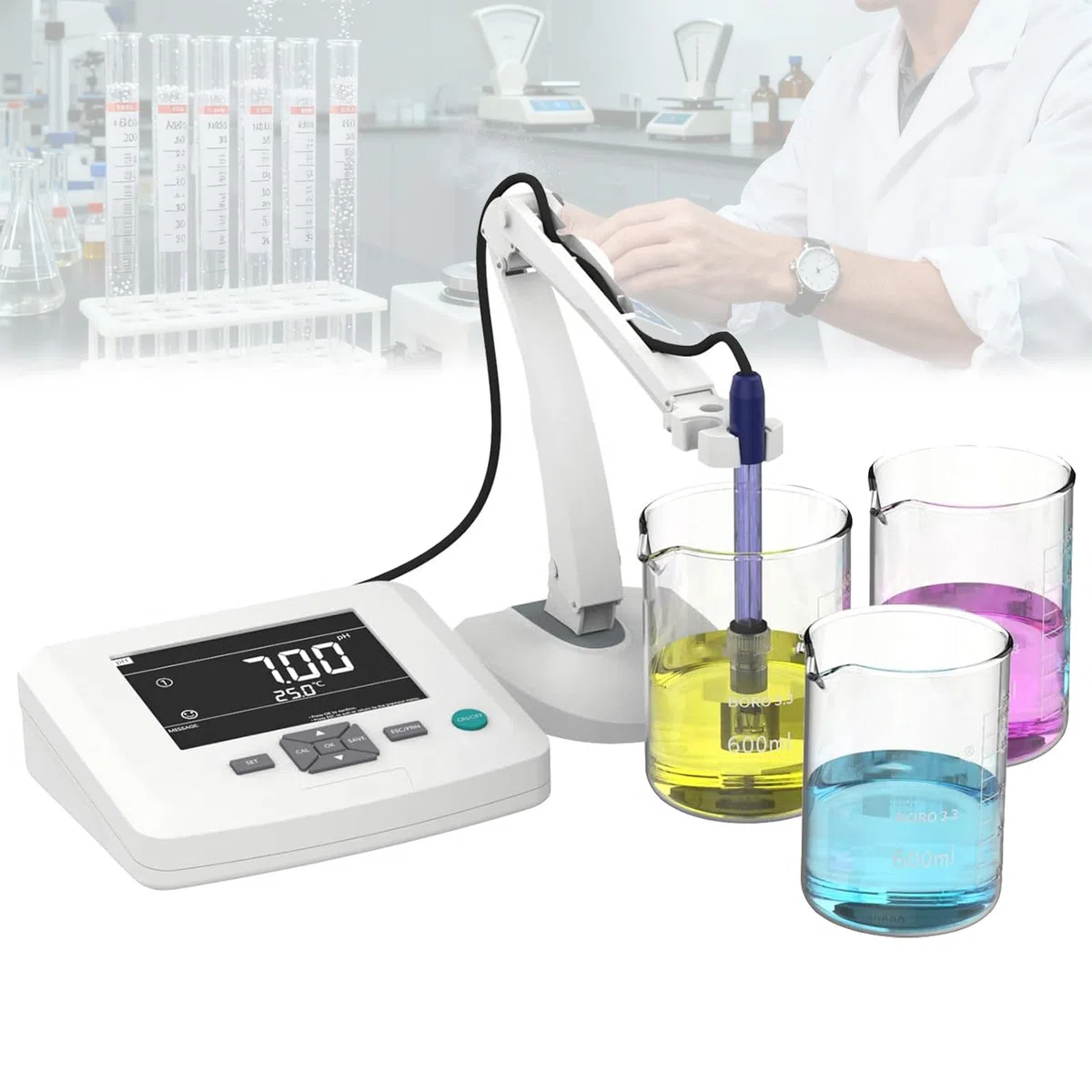 PH-mètre numérique, testeur PH/ORP/Temp de haute précision, calibrage automatique de 1 à 3 points, précision pH 0,01, stockage de 200 ensembles de données pour la recherche sur la qualité de l'eau