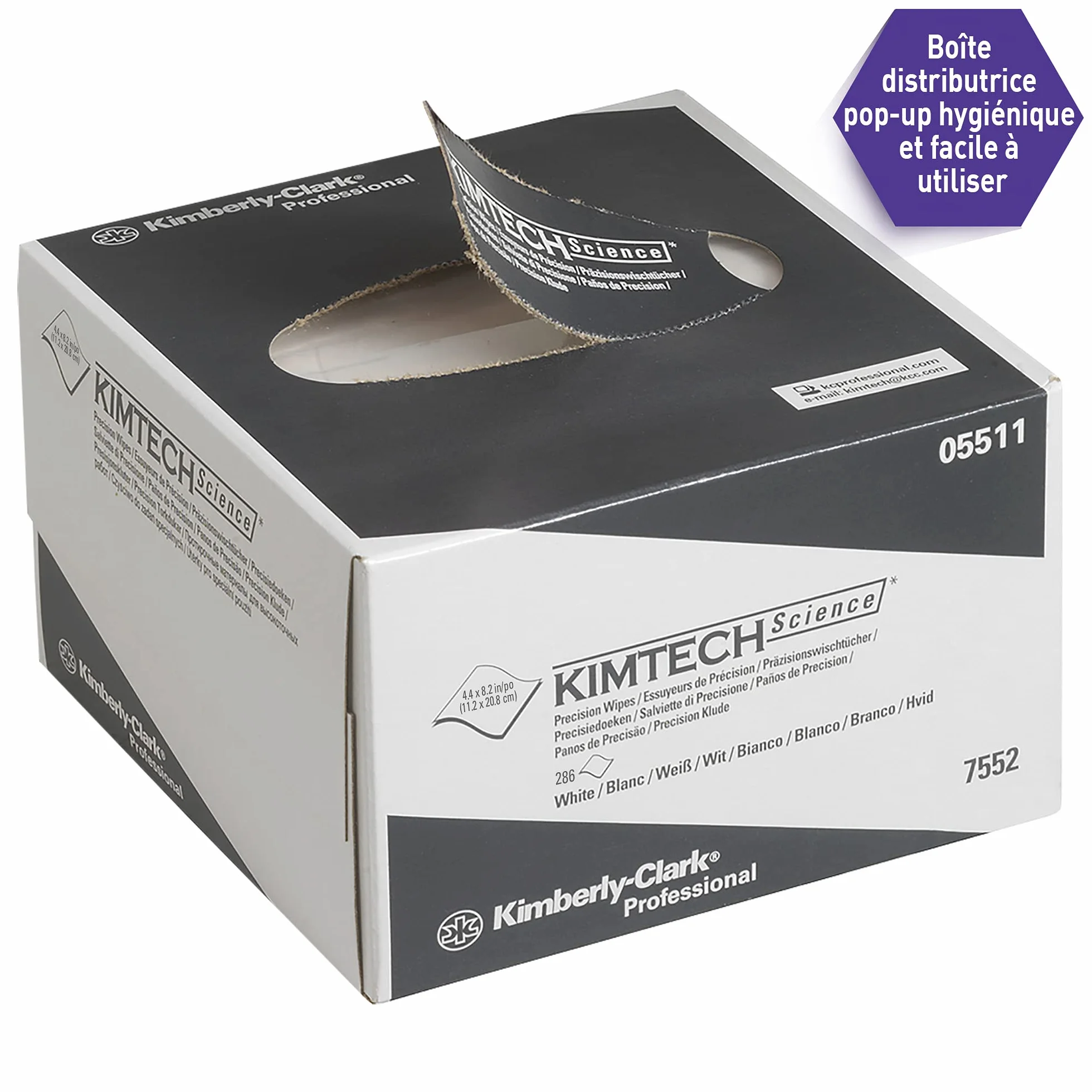 Essuyeurs de précision Kimtech Science 7552 - 30 boîtes distributrices de 286 essuyeurs blancs petit format, 1 épaisseur = 8 580 formats