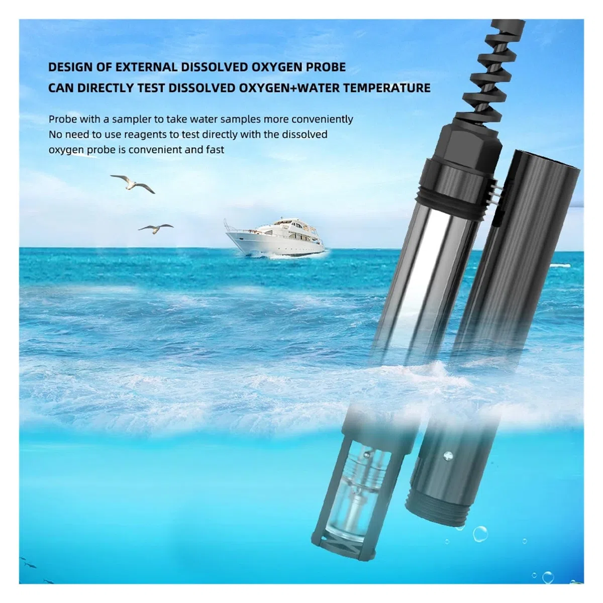 Testeur De Qualité Multiparamètre AE86061 for Le Traitement De L'eau En Laboratoire Écran rétroéclairé | DO/PH/Temp/ammoniac/Nitrite dissous O2 mètre Aquarium Aquaculture Fish Tank