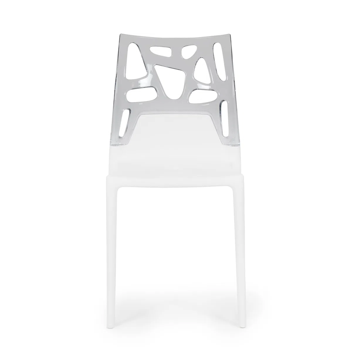 PAPATYA EGO-Rock Chaise Design en Plastique - Capacité de Charge 200 kg, Stable pour Hôtel, Restaurant, Légère pour Balcon - Blanc Transparent