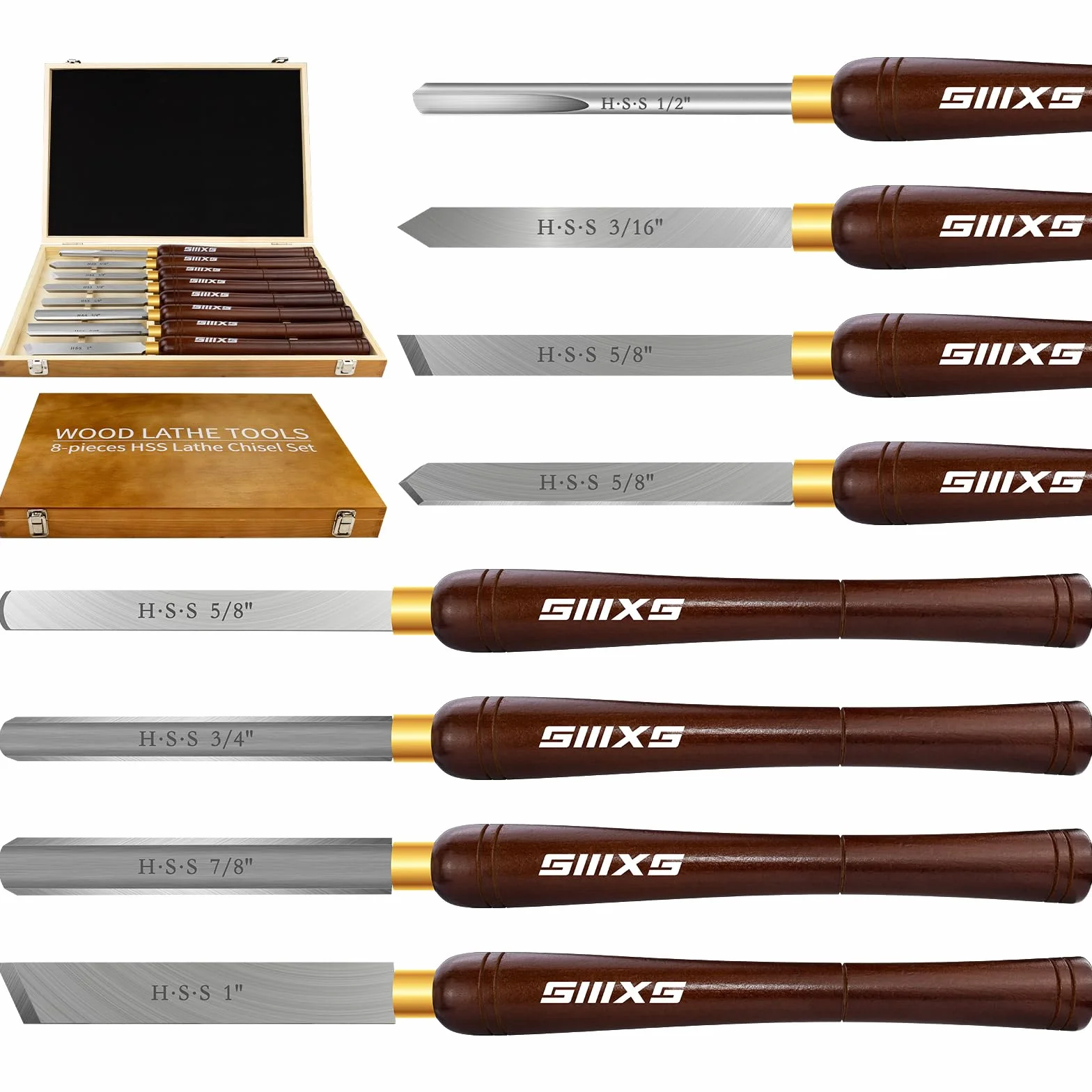 Outils de tournage du bois,Ciseau de tour à bois, 8 pièces HSS Gouge d'ébauche ciseau de tour outils de tournage à bois